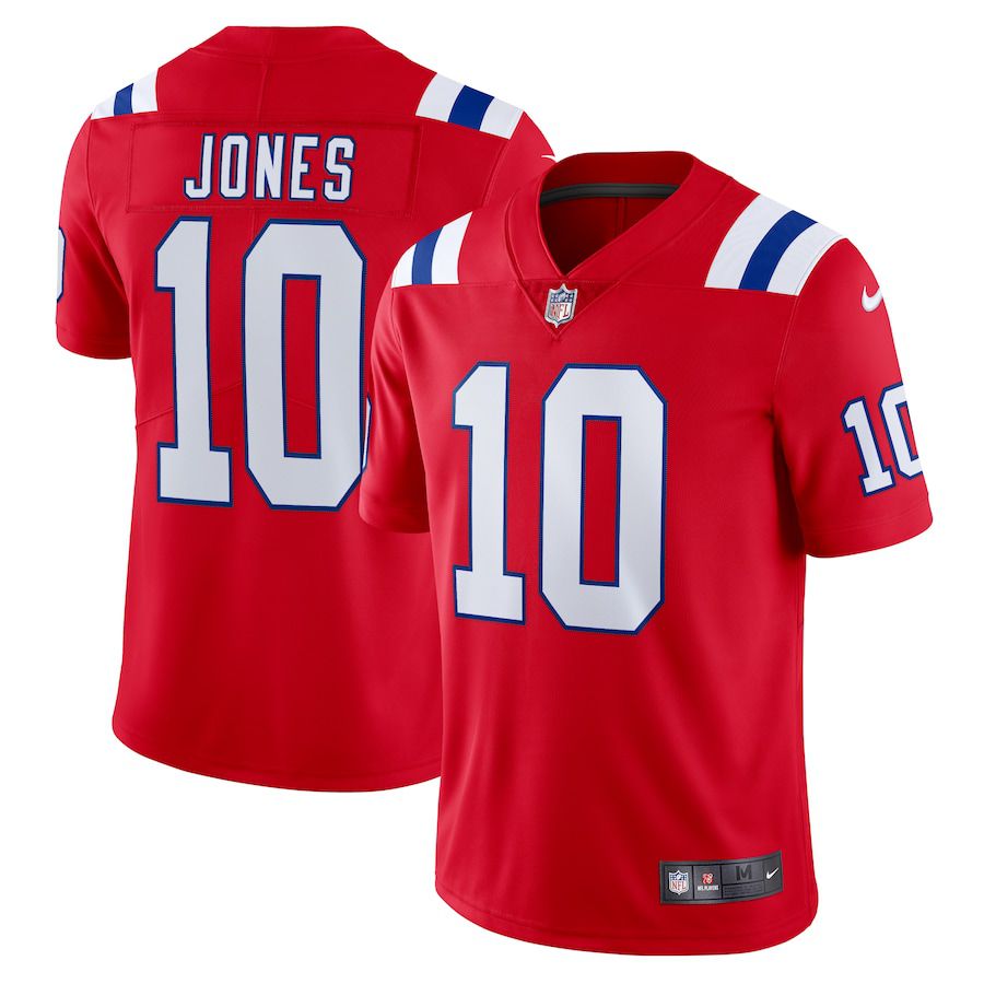 Men New England Patriots 10 Mac Jones Nike Red Vapor Limited NFL Jersey